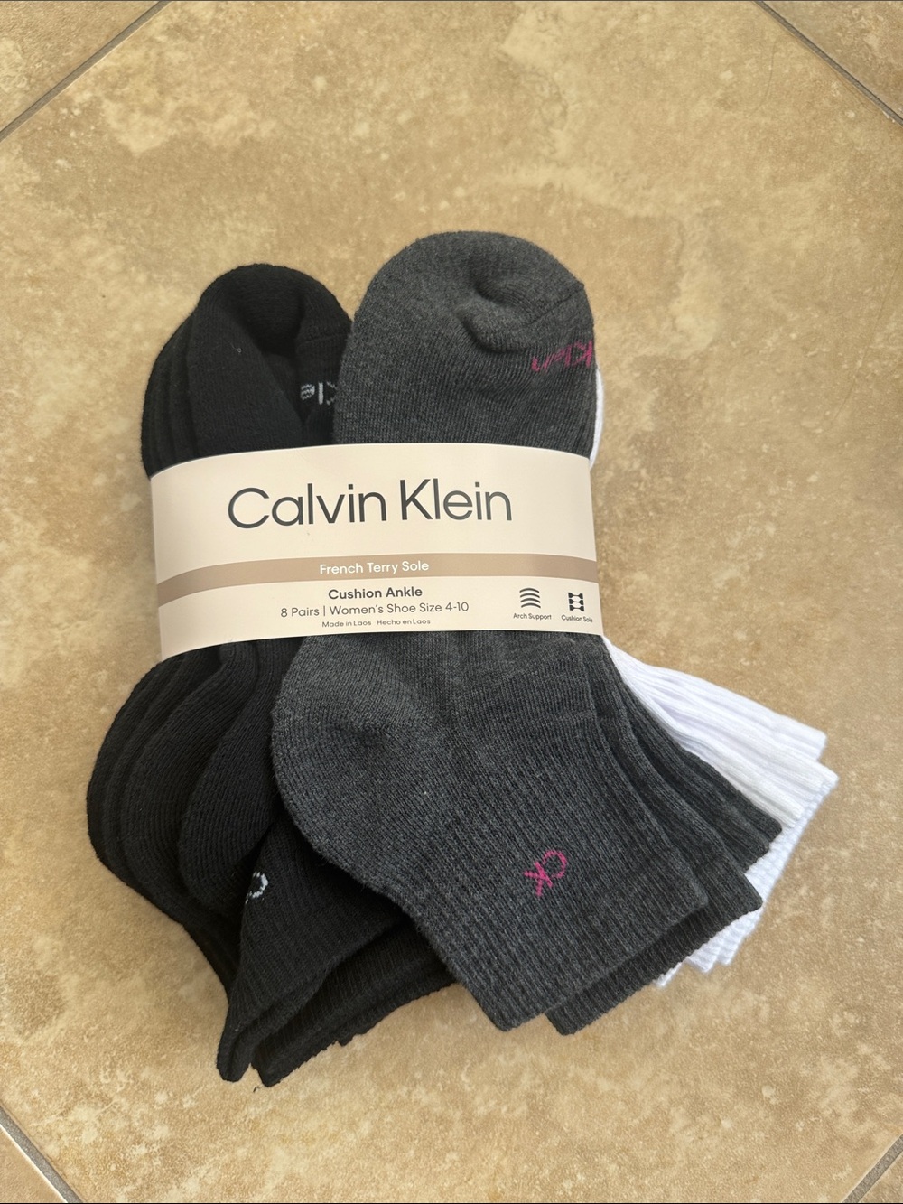 Calvin Klein 8-Pack Low-Cut Cushion Ankle Socks - Black, Gray, White